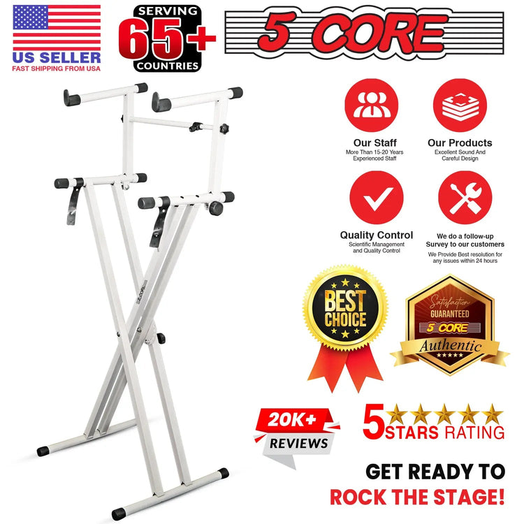 5 Core Keyboard Stand 2 Tier Doubled X Shape Adjustable Heavy Duty Key Board DJ Controller Stands - HONORABLE VETERANS SOLUTIONS