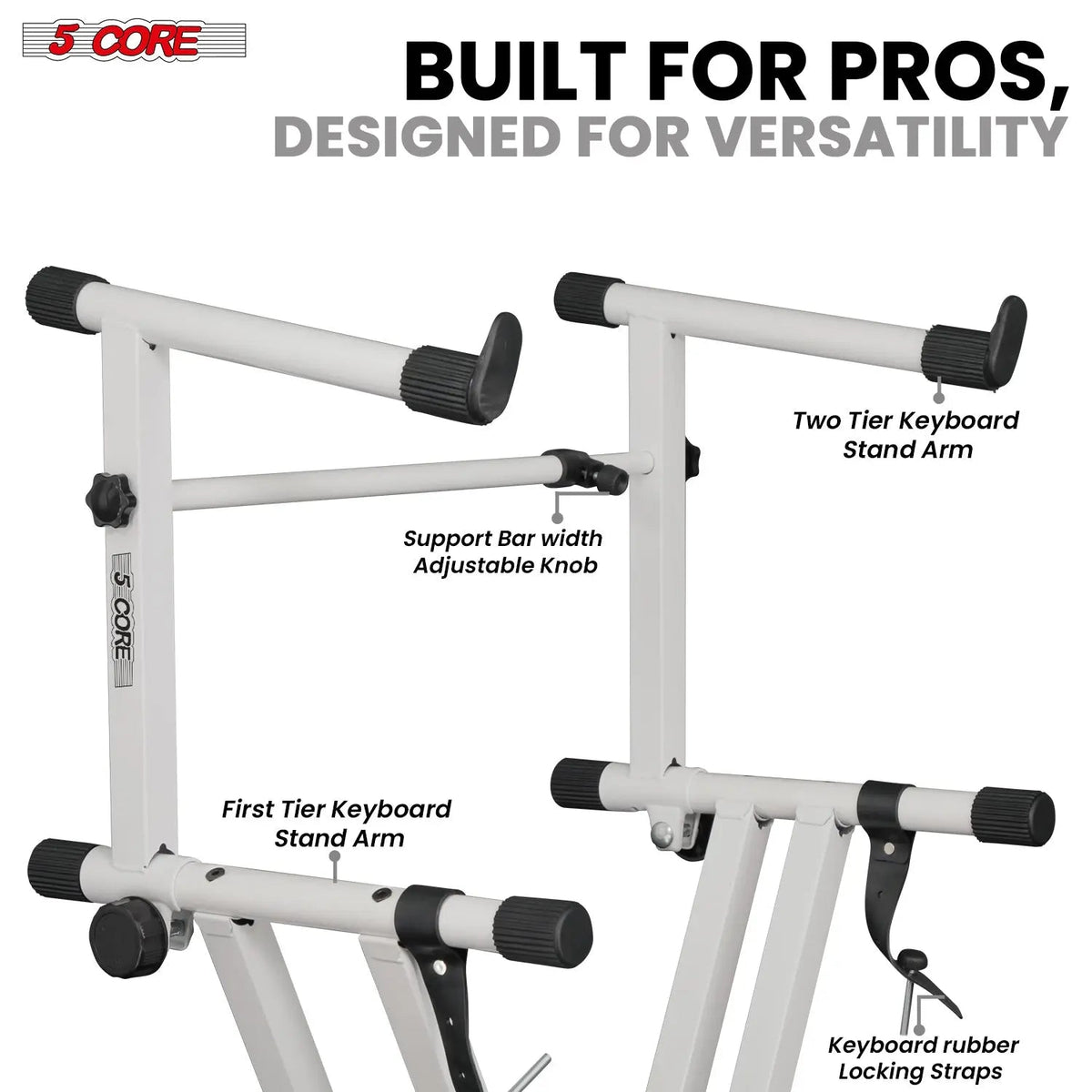 5 Core Keyboard Stand 2 Tier Doubled X Shape Adjustable Heavy Duty Key Board DJ Controller Stands - HONORABLE VETERANS SOLUTIONS