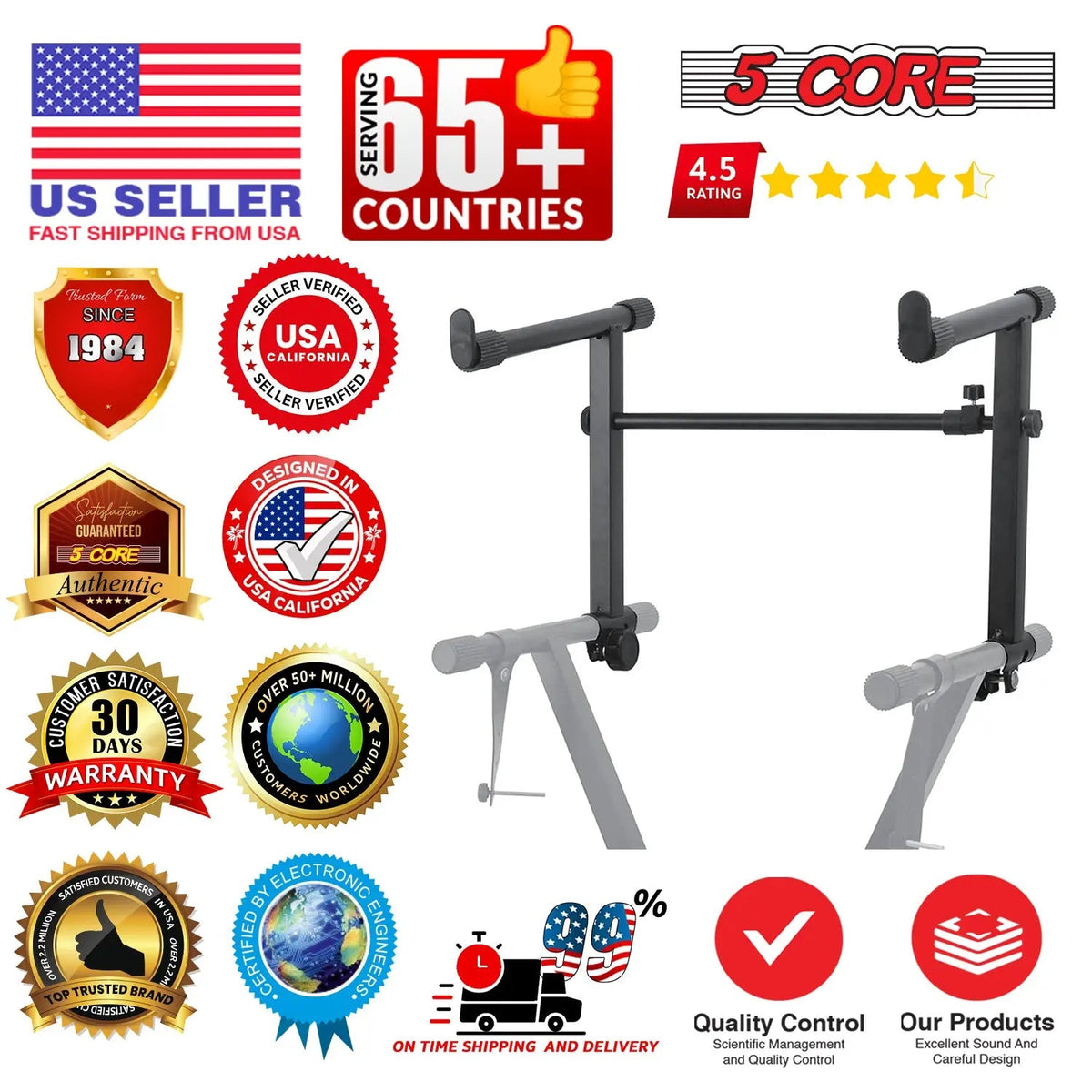 5 Core Keyboard Stand Adapter 2 Tier Adjustable Second Extension Add On for Digital Piano Stands - HONORABLE VETERANS SOLUTIONS