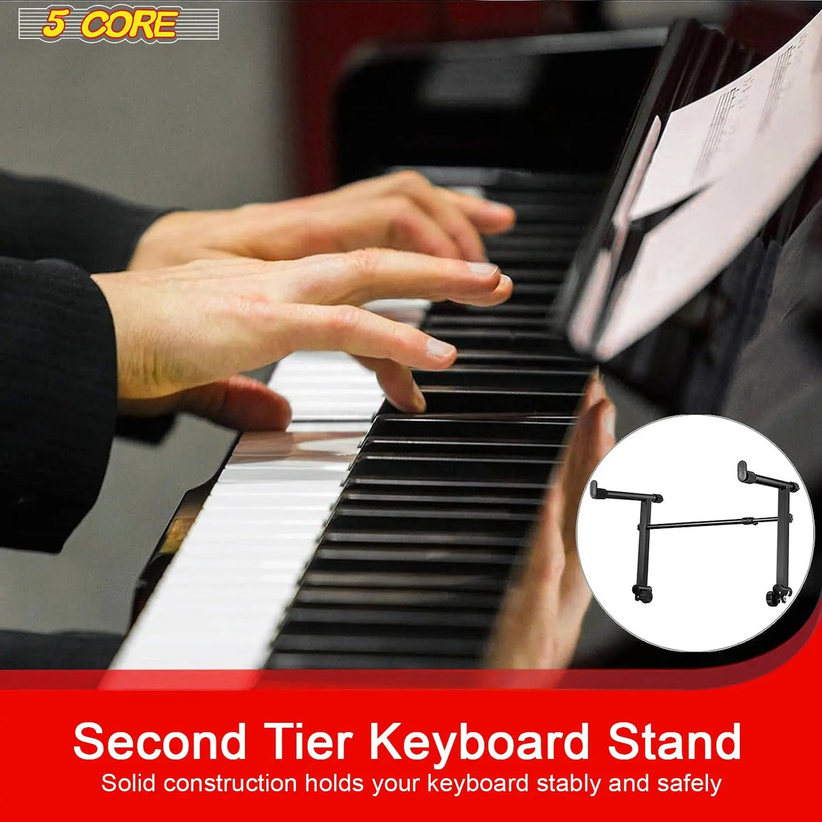 5 Core Keyboard Stand Adapter 2 Tier Adjustable Second Extension Add On for Digital Piano Stands - HONORABLE VETERANS SOLUTIONS