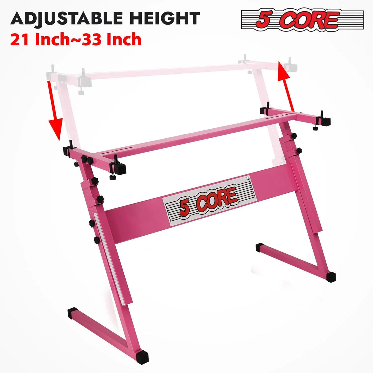 5 Core Keyboard Stand Adjustable 21 - 33" Z Style Metal Electric Piano Riser 330Lb Capacity Foldable - HONORABLE VETERANS SOLUTIONS