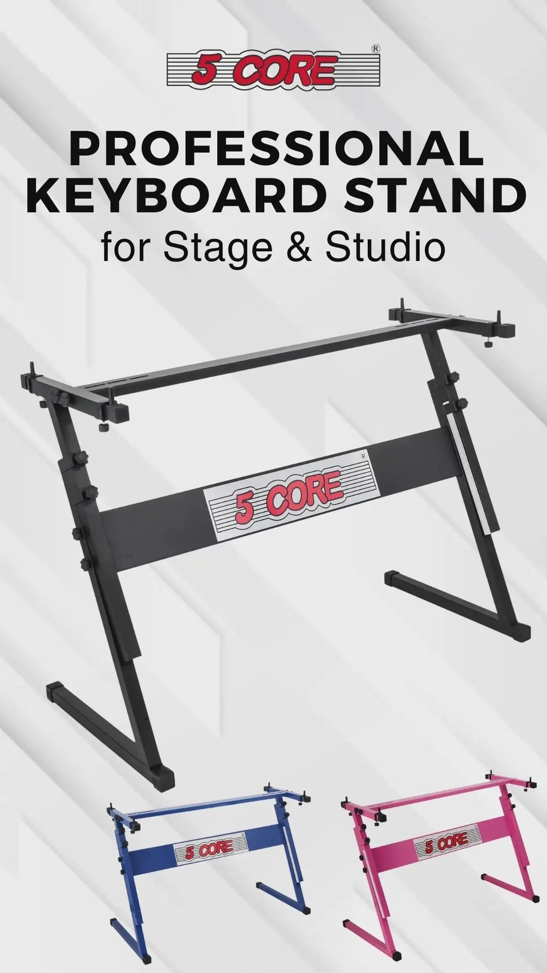 5 Core Keyboard Stand Adjustable 21 - 33" Z Style Metal Electric Piano Riser 330Lb Capacity Foldable - HONORABLE VETERANS SOLUTIONS