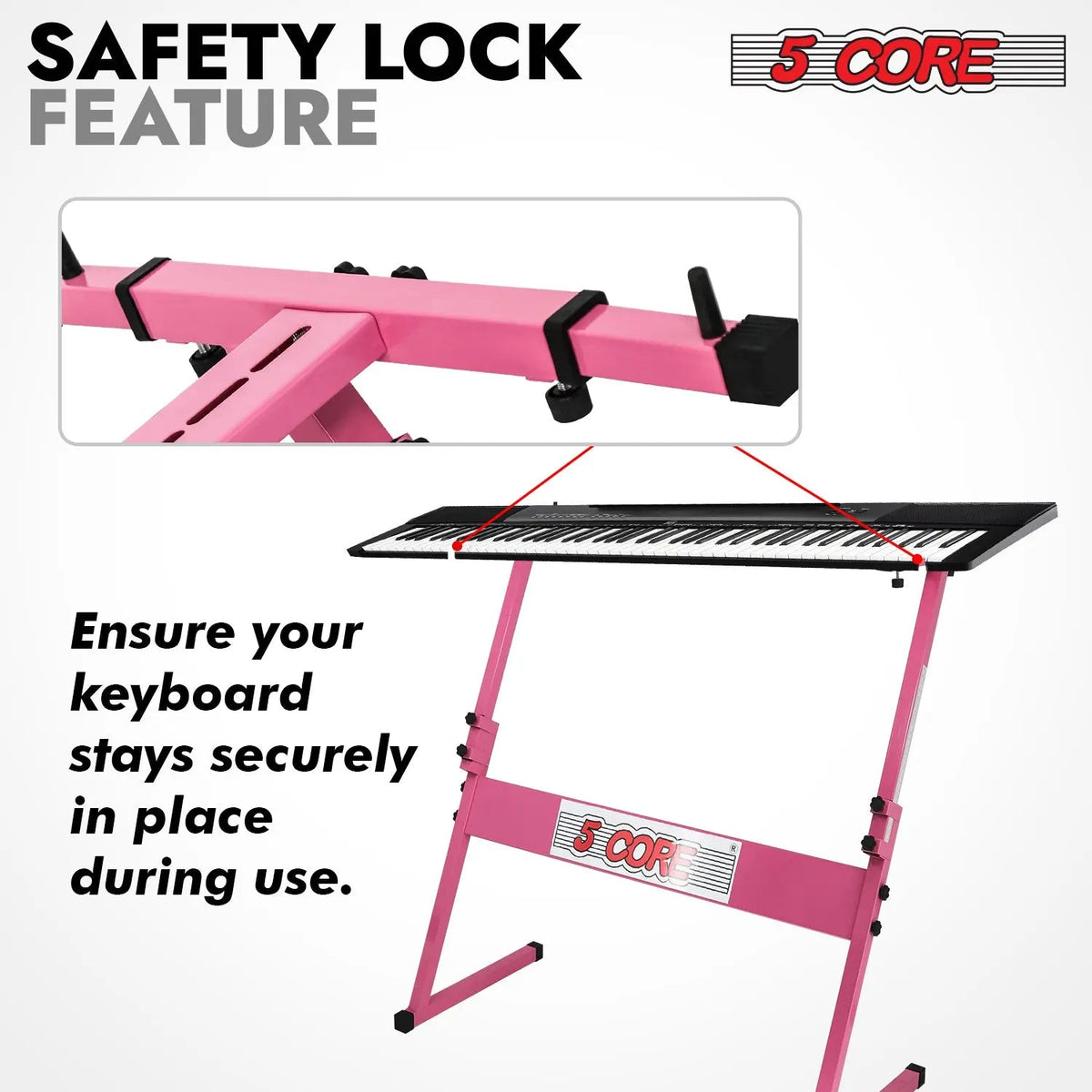 5 Core Keyboard Stand Adjustable 21 - 33" Z Style Metal Electric Piano Riser 330Lb Capacity Foldable - HONORABLE VETERANS SOLUTIONS
