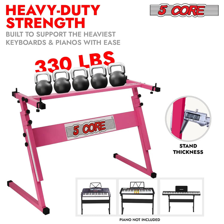 5 Core Keyboard Stand Adjustable 21 - 33" Z Style Metal Electric Piano Riser 330Lb Capacity Foldable - HONORABLE VETERANS SOLUTIONS