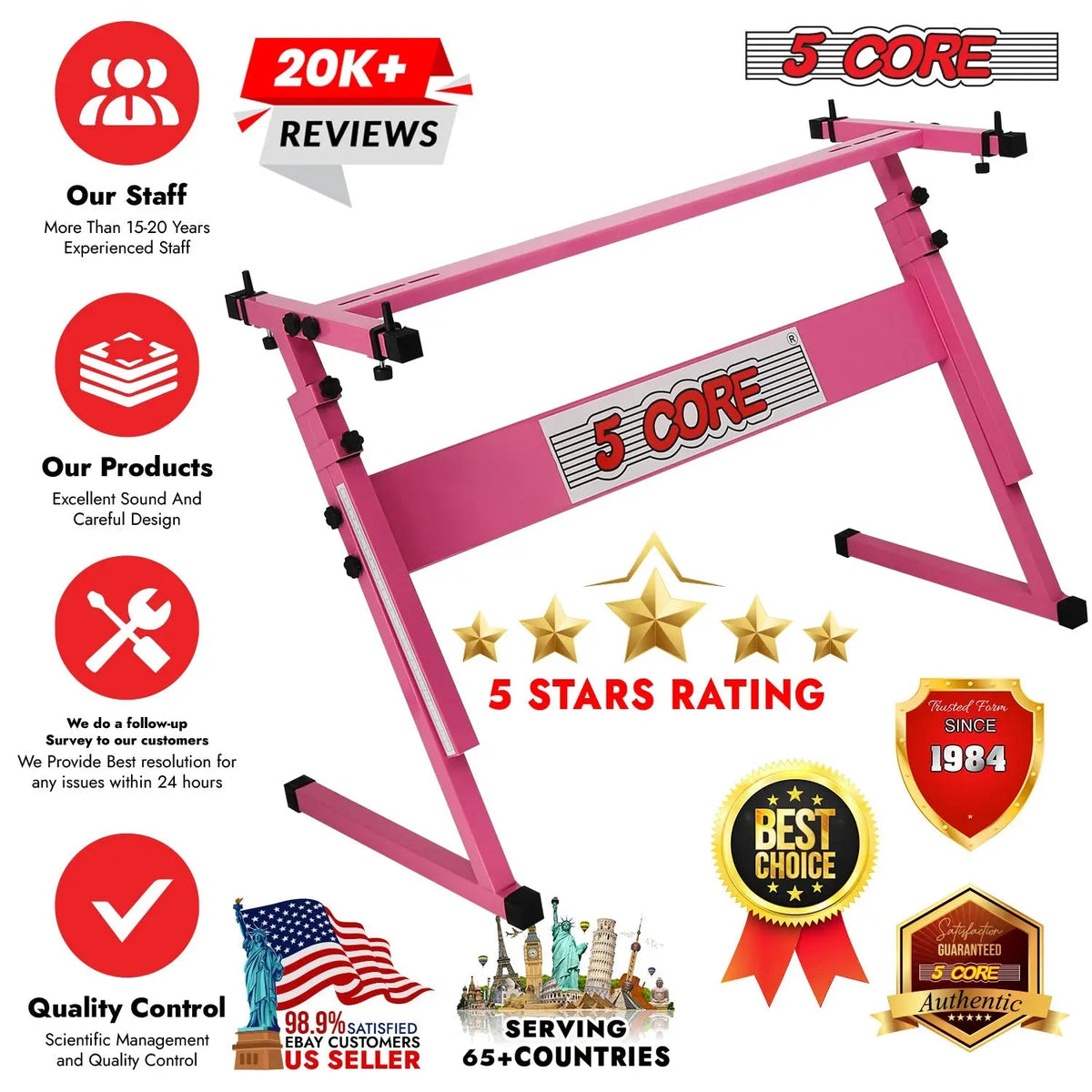 5 Core Keyboard Stand Adjustable 21 - 33" Z Style Metal Electric Piano Riser 330Lb Capacity Foldable - HONORABLE VETERANS SOLUTIONS