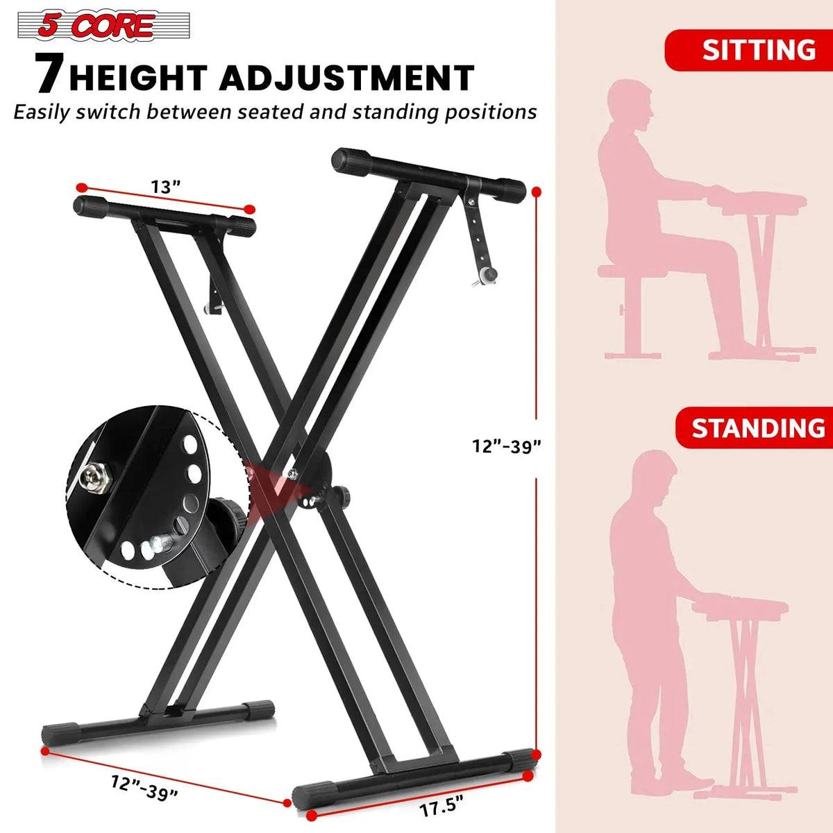 5 Core Keyboard Stand Dual X Shape Adjustable Foldable Portable Key Board DJ Controller Stands - HONORABLE VETERANS SOLUTIONS