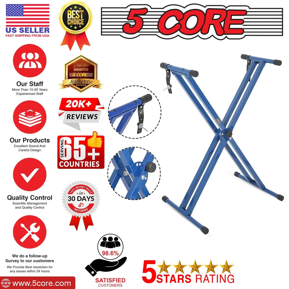 5 Core Keyboard Stand Dual X Shape Adjustable Foldable Portable Key Board DJ Controller Stands - HONORABLE VETERANS SOLUTIONS
