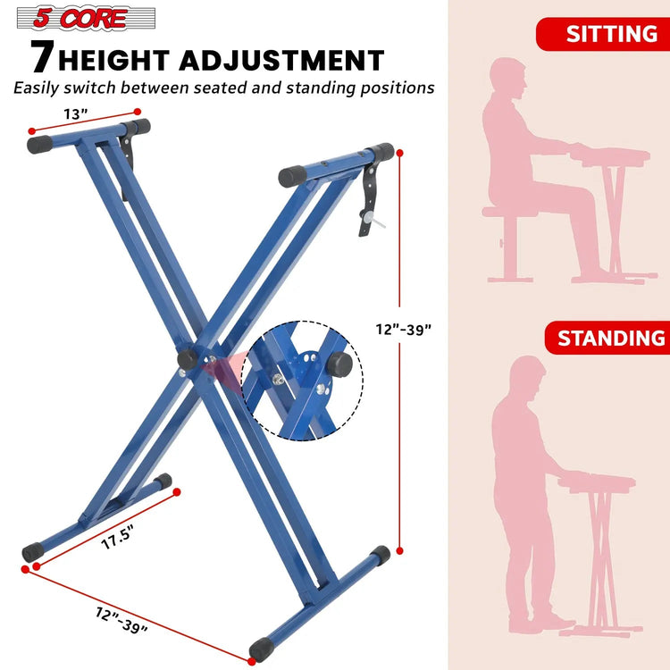 5 Core Keyboard Stand Dual X Shape Adjustable Foldable Portable Key Board DJ Controller Stands - HONORABLE VETERANS SOLUTIONS
