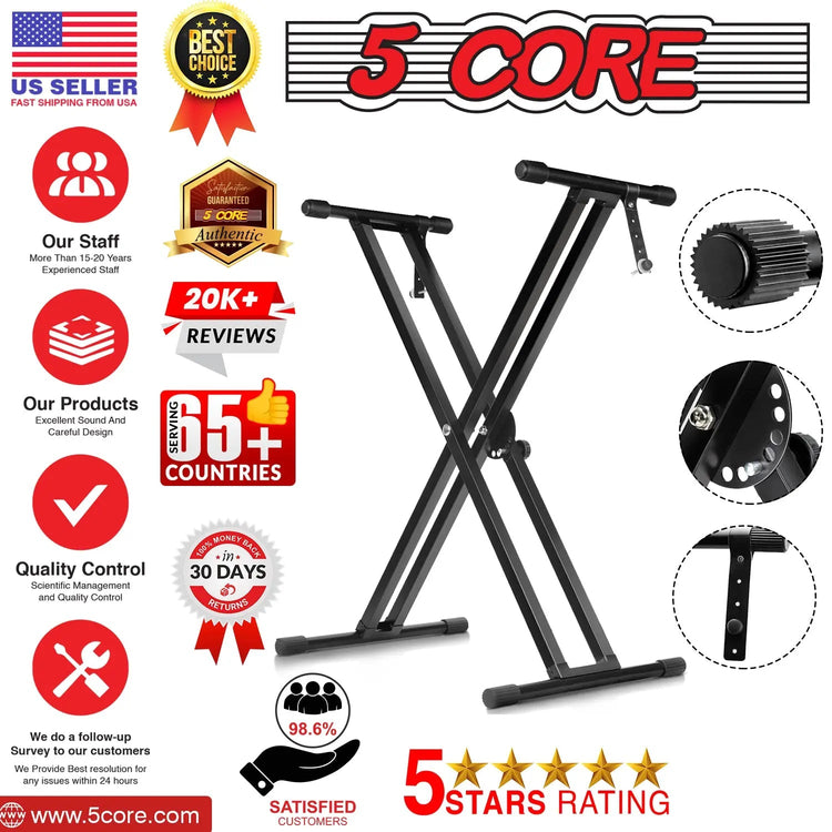 5 Core Keyboard Stand Dual X Shape Adjustable Foldable Portable Key Board DJ Controller Stands - HONORABLE VETERANS SOLUTIONS