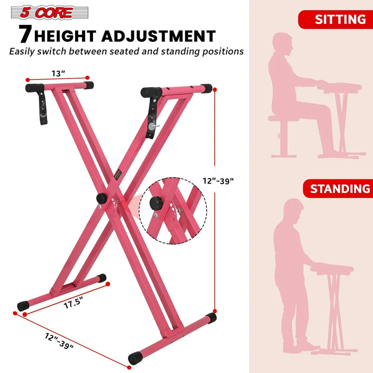 5 Core Keyboard Stand Dual X Shape Adjustable Foldable Portable Key Board DJ Controller Stands - HONORABLE VETERANS SOLUTIONS