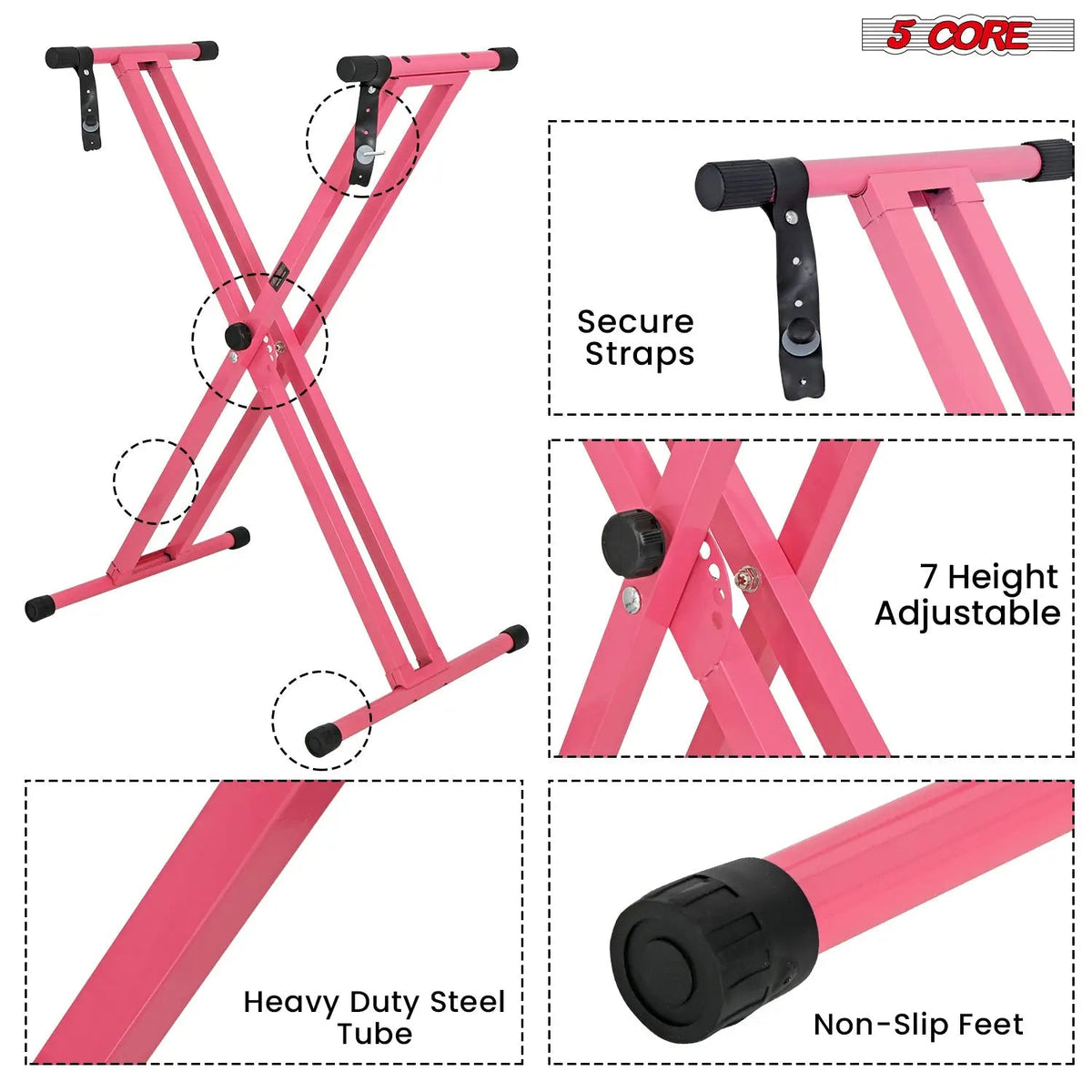 5 Core Keyboard Stand Dual X Shape Adjustable Foldable Portable Key Board DJ Controller Stands - HONORABLE VETERANS SOLUTIONS