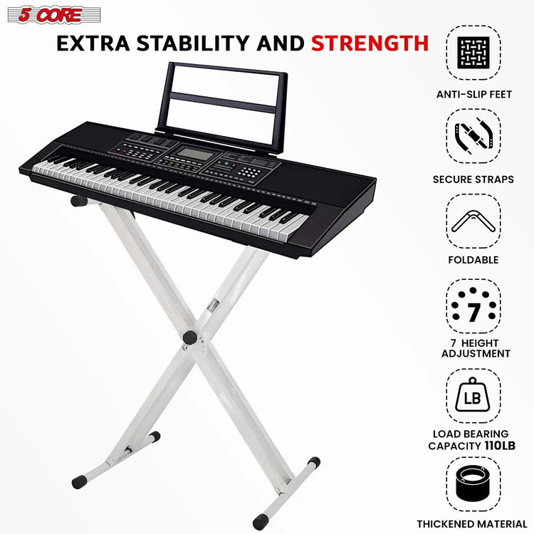 5 Core Keyboard Stand Dual X Shape Adjustable Foldable Portable Key Board DJ Controller Stands - HONORABLE VETERANS SOLUTIONS