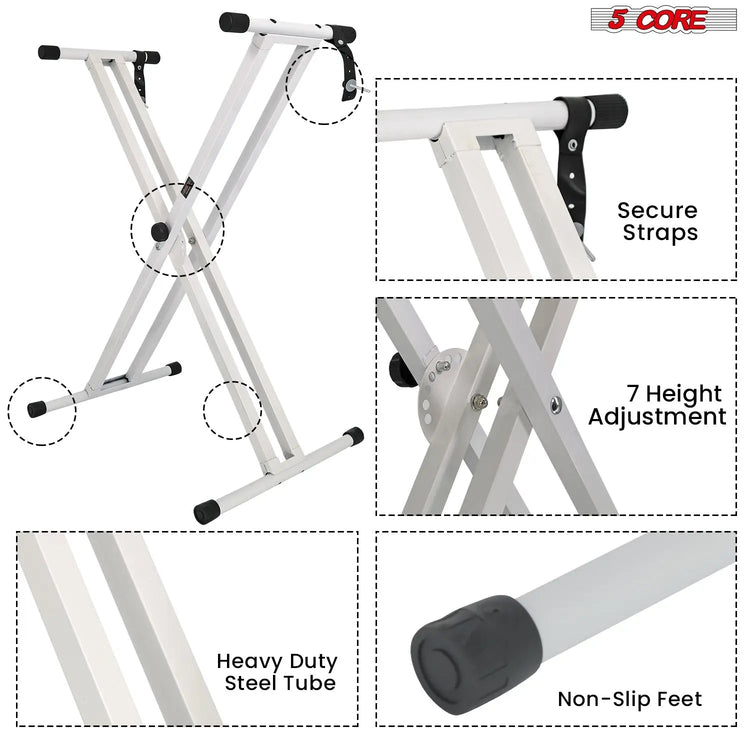 5 Core Keyboard Stand Dual X Shape Adjustable Foldable Portable Key Board DJ Controller Stands - HONORABLE VETERANS SOLUTIONS