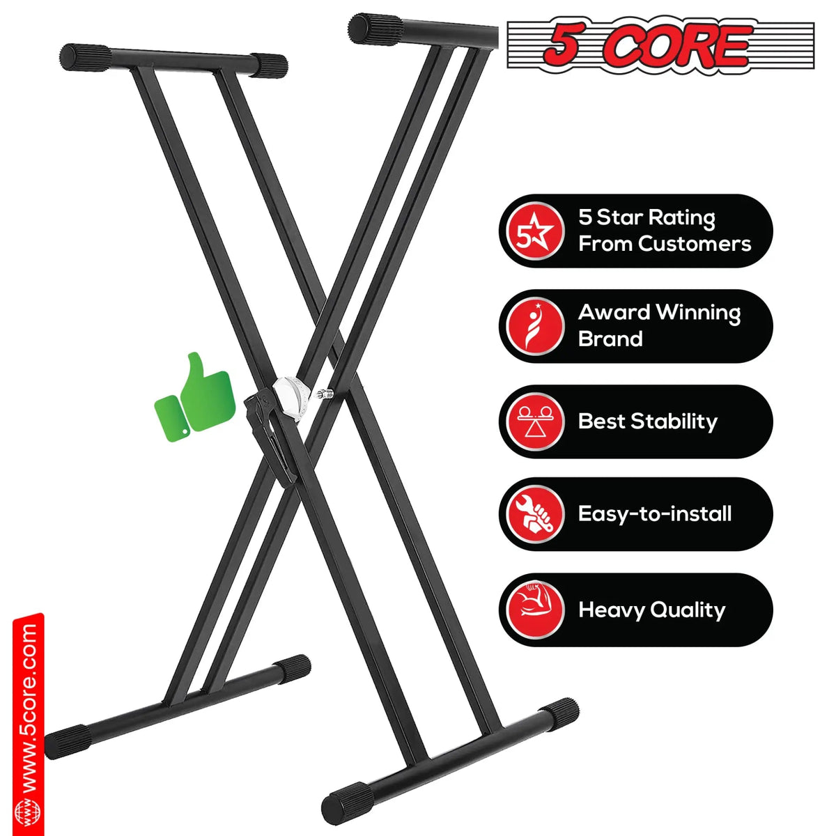 5 Core Keyboard Stand Dual X Shape Gear Adjustable Foldable Portable Key Board DJ Controller Stands - HONORABLE VETERANS SOLUTIONS