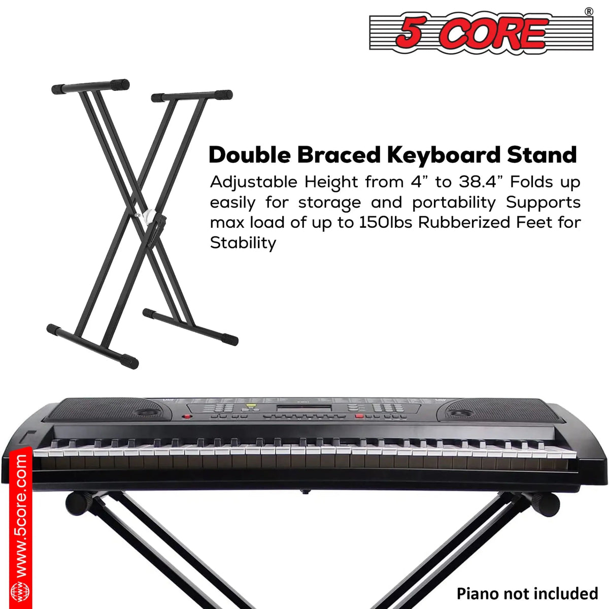 5 Core Keyboard Stand Dual X Shape Gear Adjustable Foldable Portable Key Board DJ Controller Stands - HONORABLE VETERANS SOLUTIONS