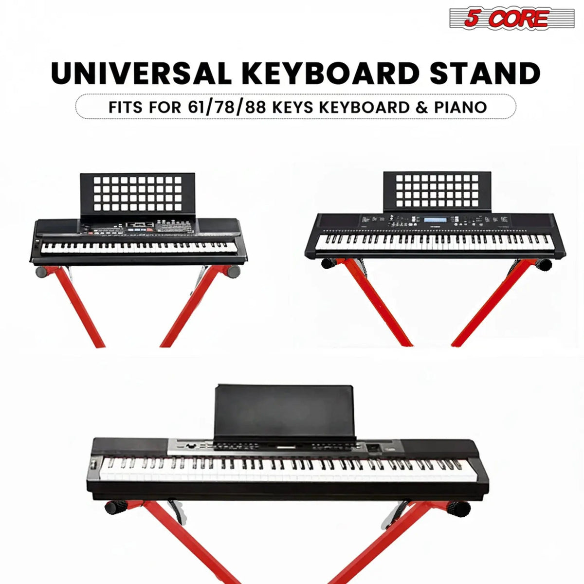 5 Core Keyboard Stand X Shape Adjustable Foldable Portable Key Board Stands w Locking Strap - HONORABLE VETERANS SOLUTIONS