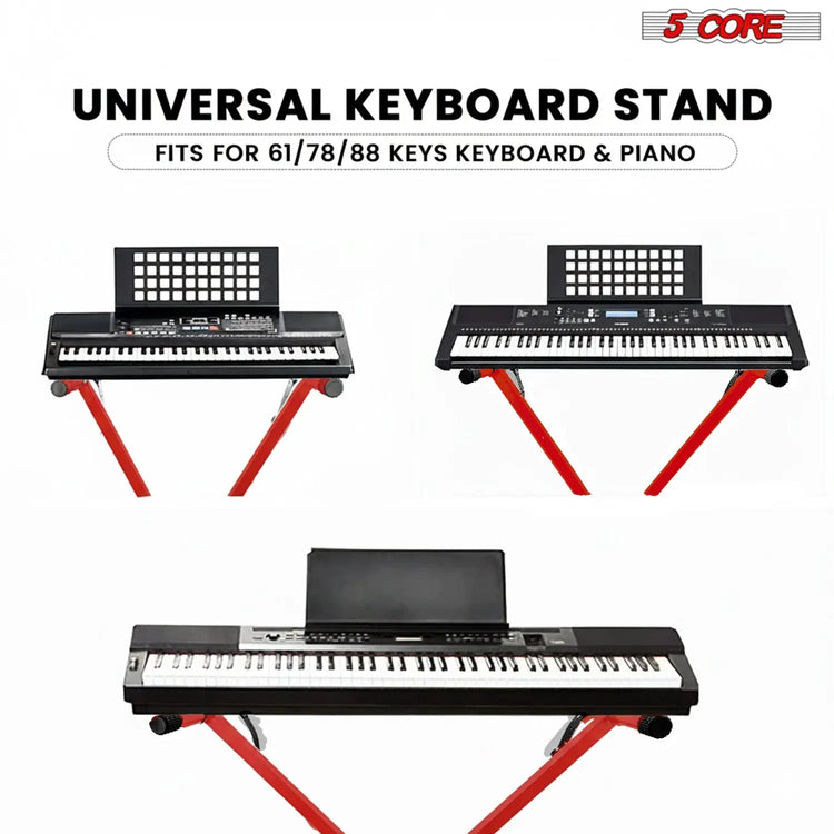 5 Core Keyboard Stand X Shape Adjustable Foldable Portable Key Board Stands w Locking Strap - HONORABLE VETERANS SOLUTIONS