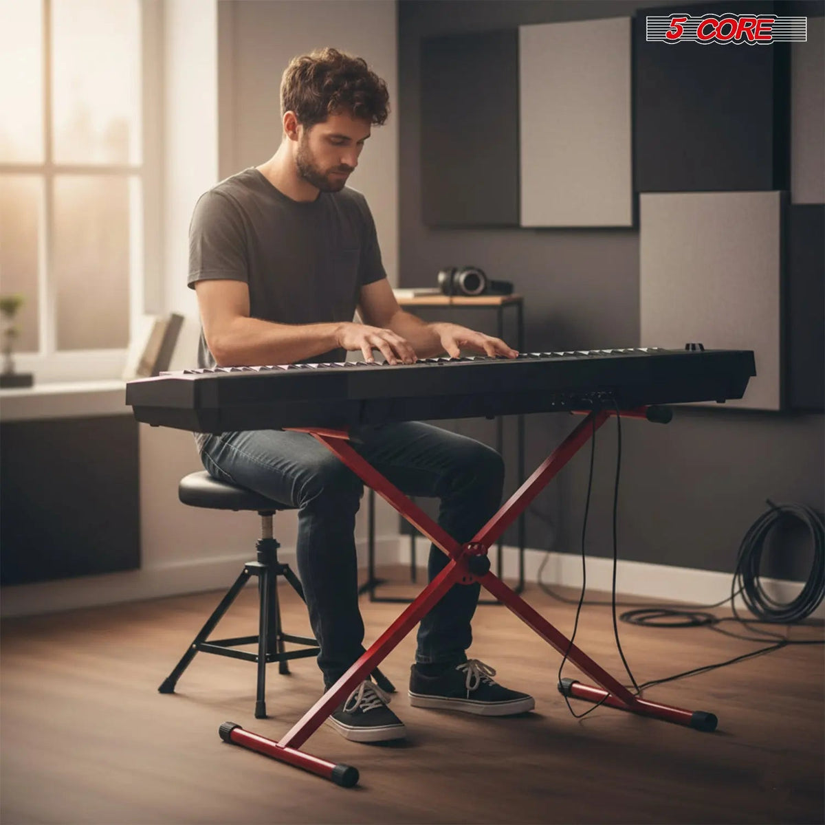5 Core Keyboard Stand X Shape Adjustable Foldable Portable Key Board Stands w Locking Strap - HONORABLE VETERANS SOLUTIONS