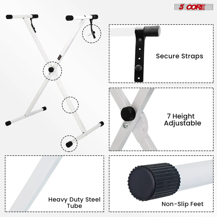 5 Core Keyboard Stand X Shape Height Adjustable Foldable Portable Key Board DJ Controller Stands - HONORABLE VETERANS SOLUTIONS