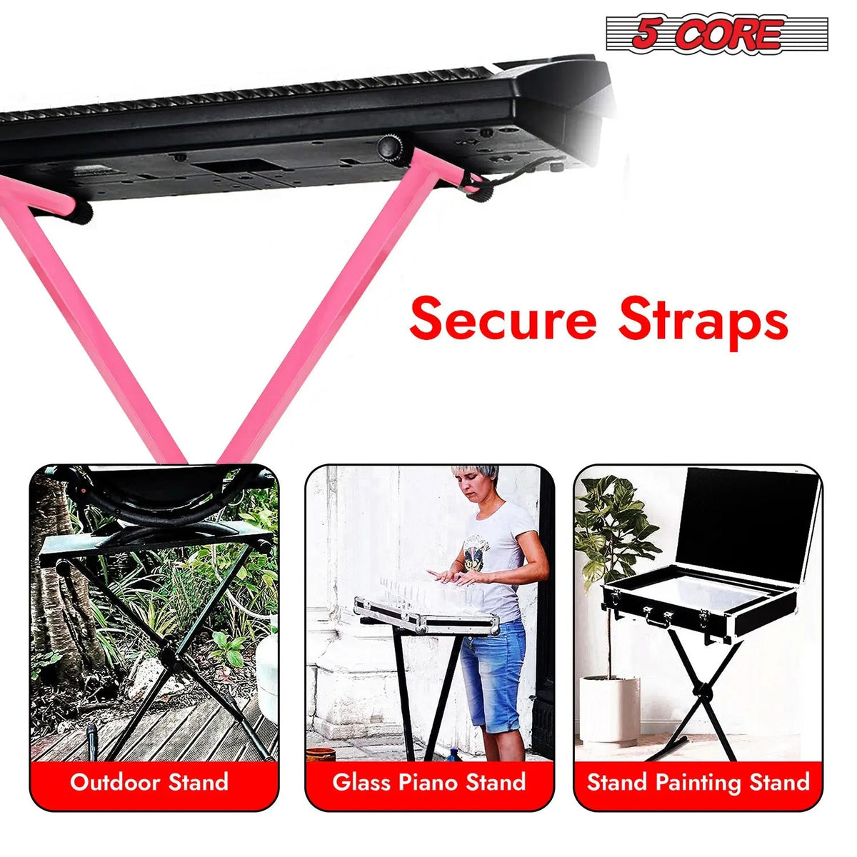 5 Core Keyboard Stand X Shape Height Adjustable Foldable Portable Key Board DJ Controller Stands - HONORABLE VETERANS SOLUTIONS