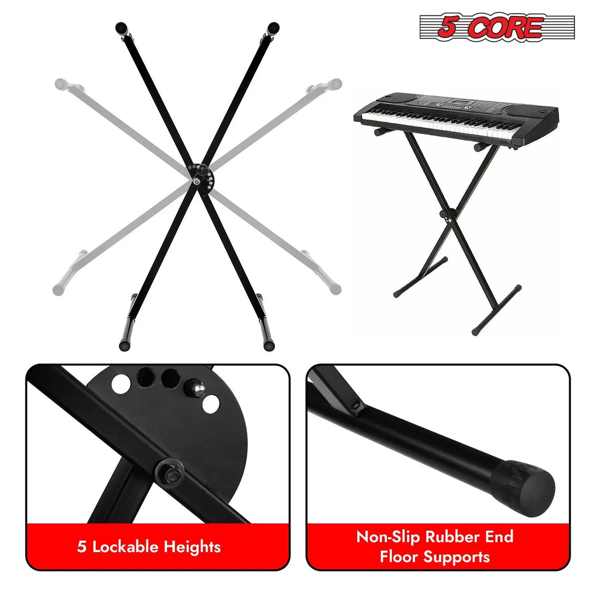 5 Core Keyboard Stand X Shape Height Adjustable Foldable Portable Key Board DJ Controller Stands - HONORABLE VETERANS SOLUTIONS