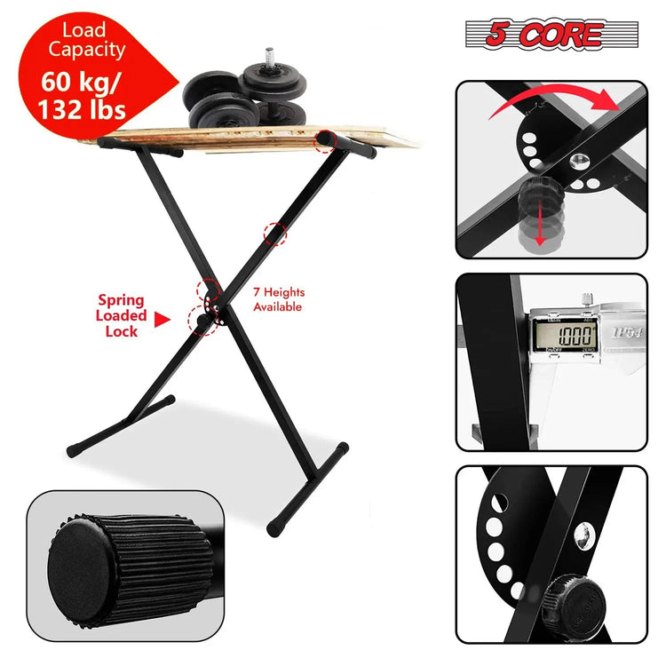5 Core Keyboard Stand X Shape Height Adjustable Foldable Portable Key Board DJ Controller Stands - HONORABLE VETERANS SOLUTIONS