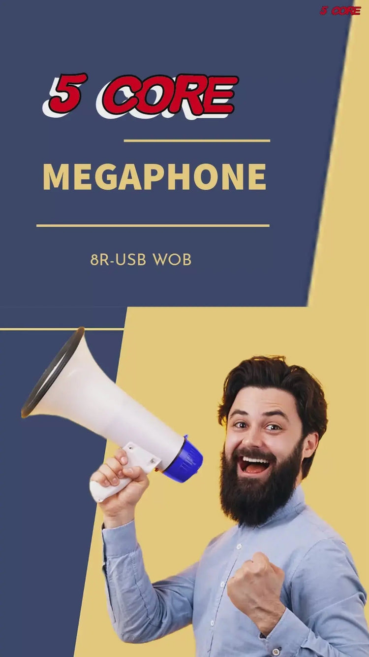 5 Core Megaphone 30W Bull Horn PA Speaker w 800 Yards Range USB Loud Siren Voice Amplifier Portable - HONORABLE VETERANS SOLUTIONS