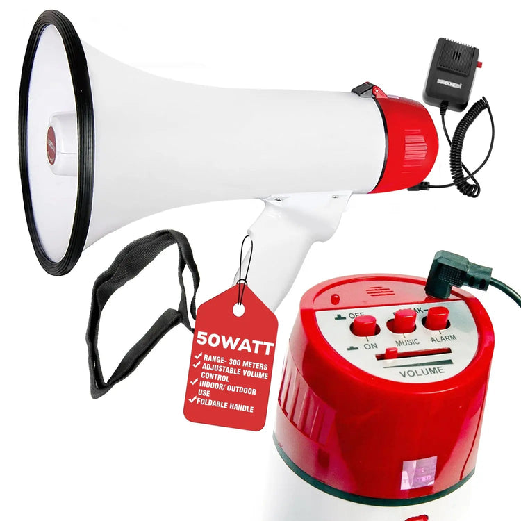 5 Core Megaphone 50W Bull Horn PA Speaker w 300M Range Loud Siren Voice Amplifier Portable - HONORABLE VETERANS SOLUTIONS