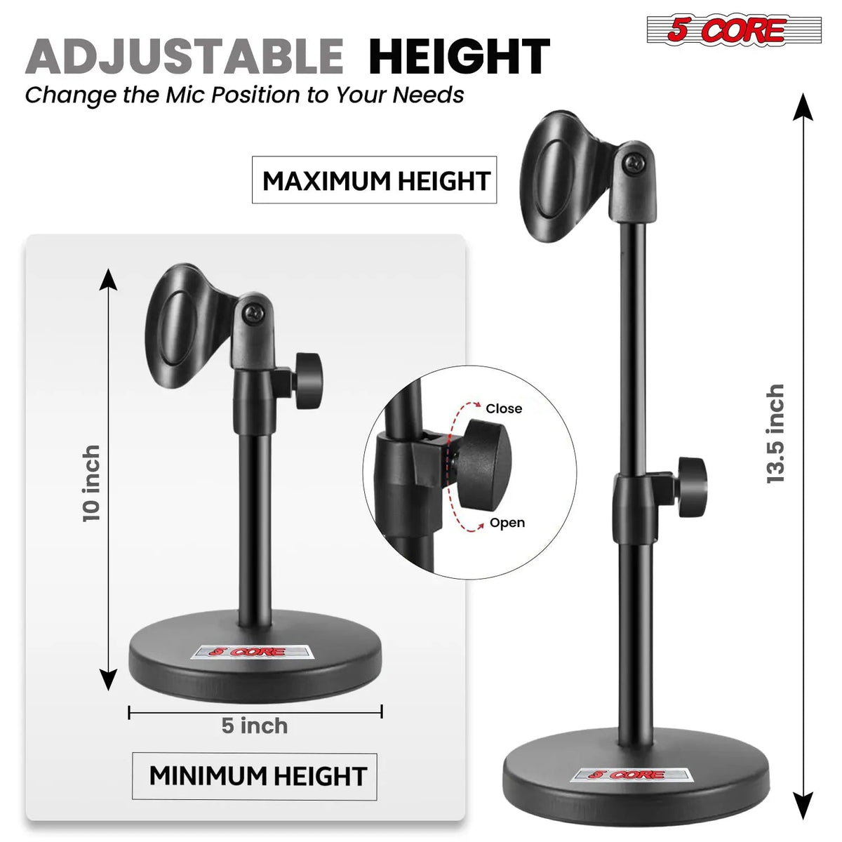 5 Core Mic Stand 3 in 1 Desktop Microphone Stands Adjustable Table Microfono Holder w Phone Clamp - HONORABLE VETERANS SOLUTIONS