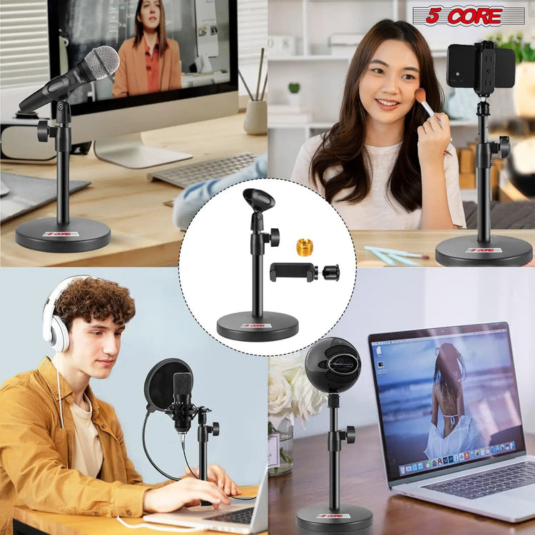 5 Core Mic Stand 3 in 1 Desktop Microphone Stands Adjustable Table Microfono Holder w Phone Clamp - HONORABLE VETERANS SOLUTIONS