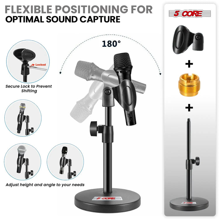 5 Core Mic Stand 3 in 1 Desktop Microphone Stands Adjustable Table Microfono Holder w Phone Clamp - HONORABLE VETERANS SOLUTIONS
