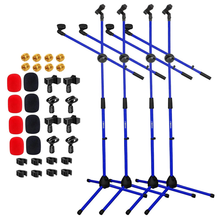 5 Core Mic Stand 4 Pcs Floor Height Adjustable Tripod Microphone Stands w Extending Telescoping Boom Arm - HONORABLE VETERANS SOLUTIONS
