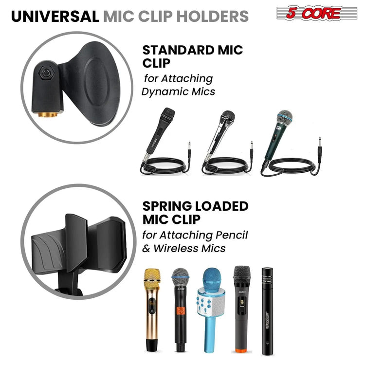 5 Core Mic Stand 4 Pcs Floor Height Adjustable Tripod Microphone Stands w Extending Telescoping Boom Arm - HONORABLE VETERANS SOLUTIONS