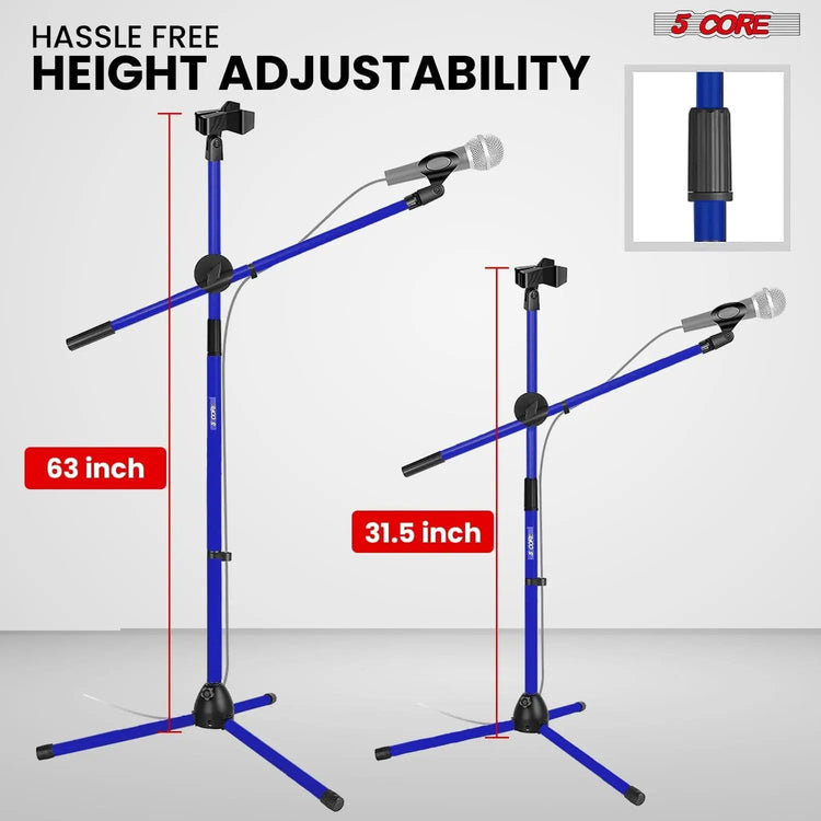 5 Core Mic Stand 4 Pcs Floor Height Adjustable Tripod Microphone Stands w Extending Telescoping Boom Arm - HONORABLE VETERANS SOLUTIONS