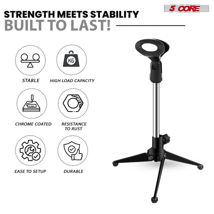 5 Core Mic Stand Adjustable Desk Microphone Stands Tripod Portable Table Pedestal Para Microfono - HONORABLE VETERANS SOLUTIONS