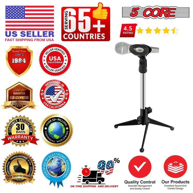 5 Core Mic Stand Adjustable Desk Microphone Stands Tripod Portable Table Pedestal Para Microfono - HONORABLE VETERANS SOLUTIONS