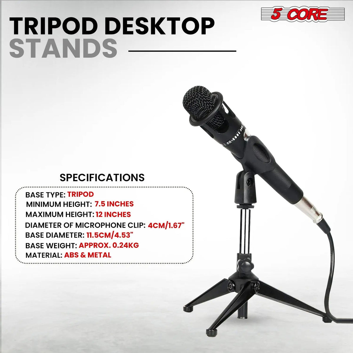5 Core Mic Stand Adjustable Desk Microphone Stands Tripod Portable Table Pedestal Para Microfono - HONORABLE VETERANS SOLUTIONS