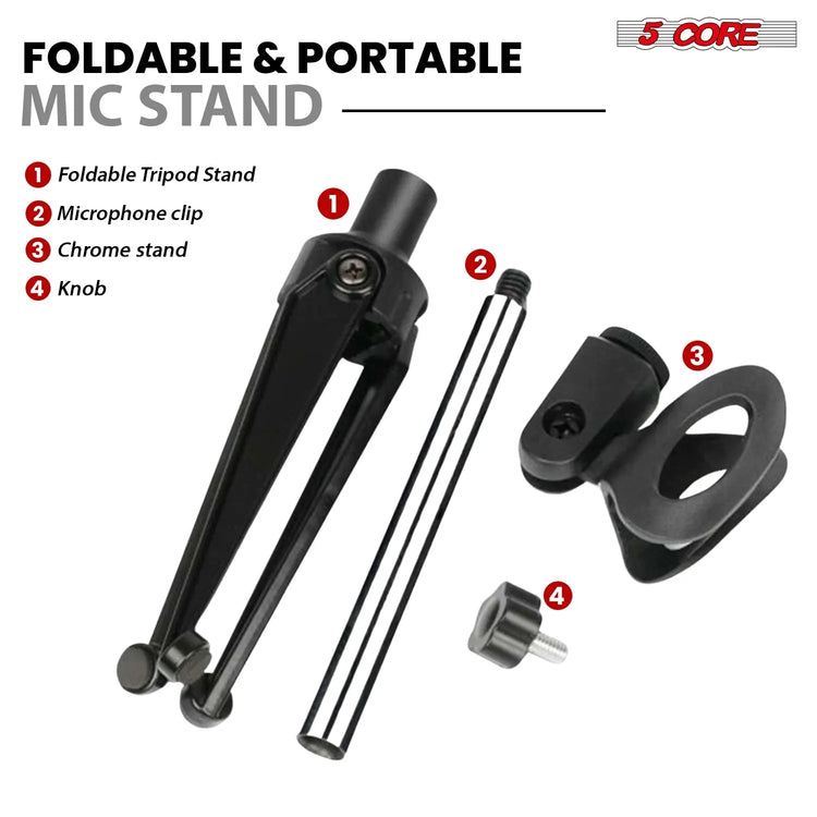 5 Core Mic Stand Adjustable Desk Microphone Stands Tripod Portable Table Pedestal Para Microfono - HONORABLE VETERANS SOLUTIONS
