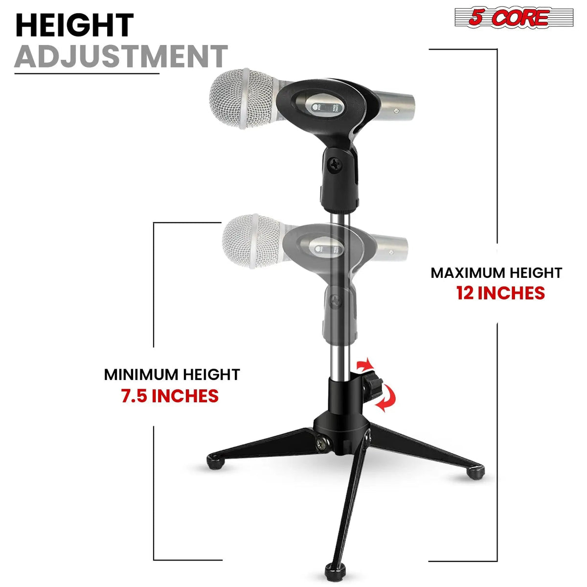 5 Core Mic Stand Adjustable Desk Microphone Stands Tripod Portable Table Pedestal Para Microfono - HONORABLE VETERANS SOLUTIONS
