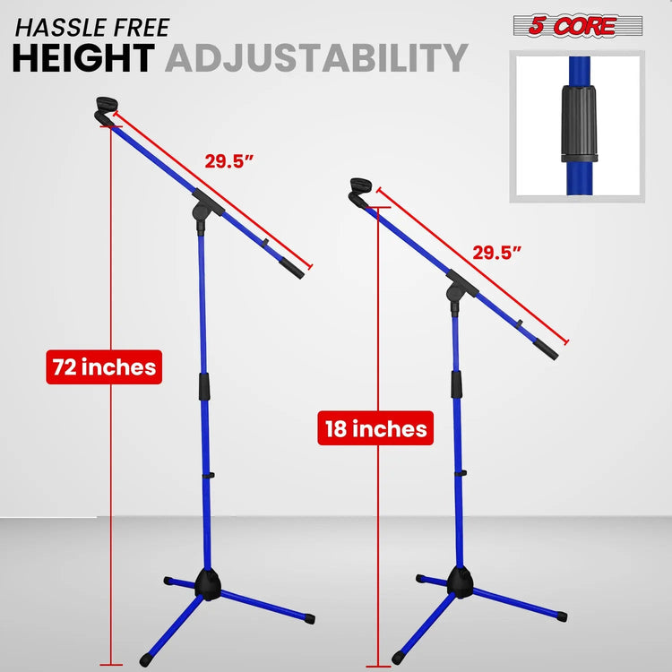 5 Core Mic Stand Floor 4Pc Adjustable 72" Tripod Microphone Stands w Telescoping Boom Arm - HONORABLE VETERANS SOLUTIONS