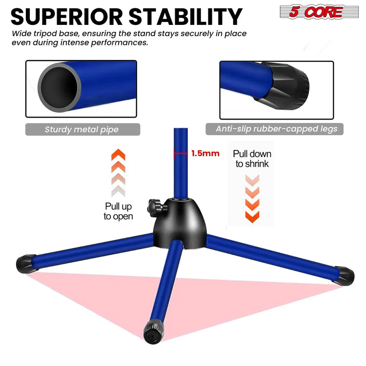 5 Core Mic Stand Floor 4Pc Adjustable 72" Tripod Microphone Stands w Telescoping Boom Arm - HONORABLE VETERANS SOLUTIONS
