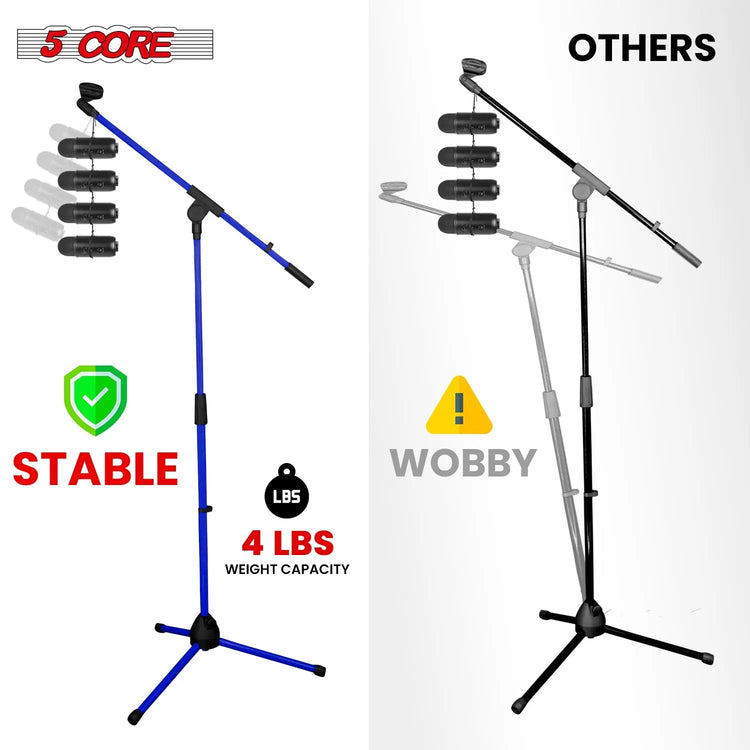 5 Core Mic Stand Floor 4Pc Adjustable 72" Tripod Microphone Stands w Telescoping Boom Arm - HONORABLE VETERANS SOLUTIONS