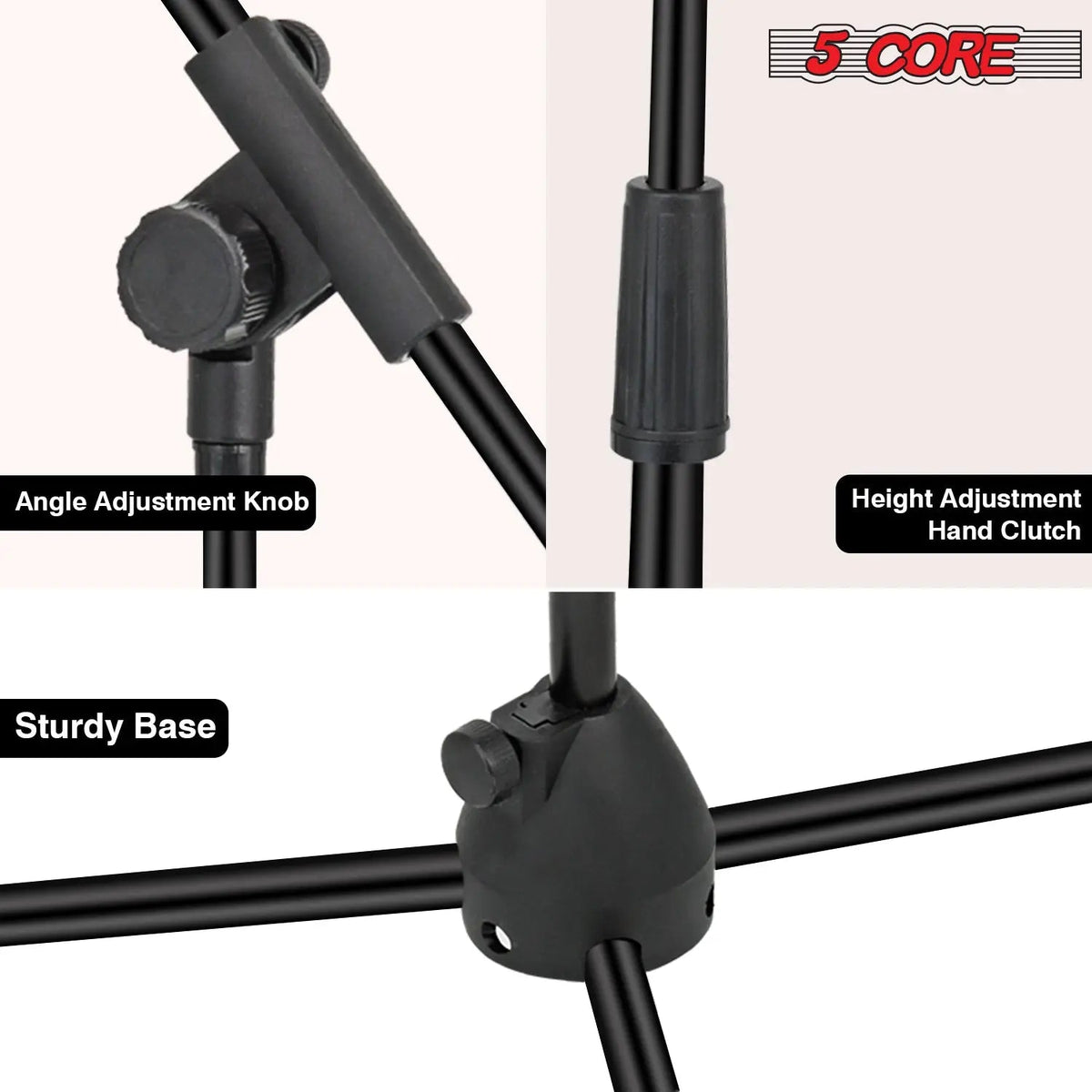 5 Core Mic Stand Floor Adjustable 72" Tripod Microphone Stands w Telescoping Boom Arm - HONORABLE VETERANS SOLUTIONS