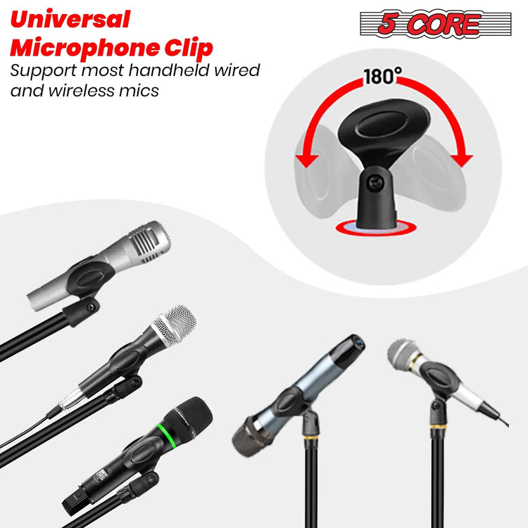 5 Core Mic Stand Floor Adjustable 72" Tripod Microphone Stands w Telescoping Boom Arm - HONORABLE VETERANS SOLUTIONS