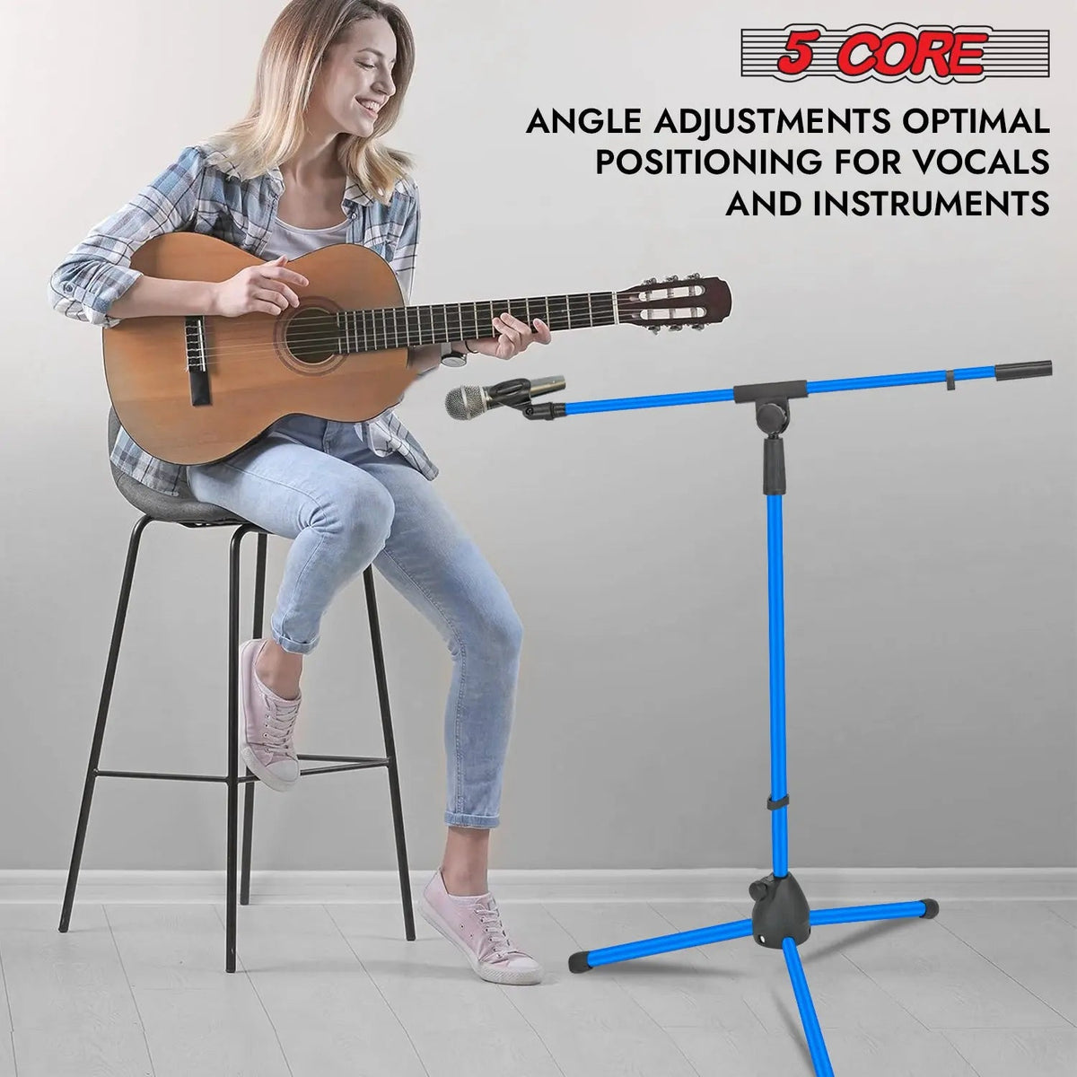 5 Core Mic Stand Floor Adjustable 72" Tripod Microphone Stands w Telescoping Boom Arm - HONORABLE VETERANS SOLUTIONS