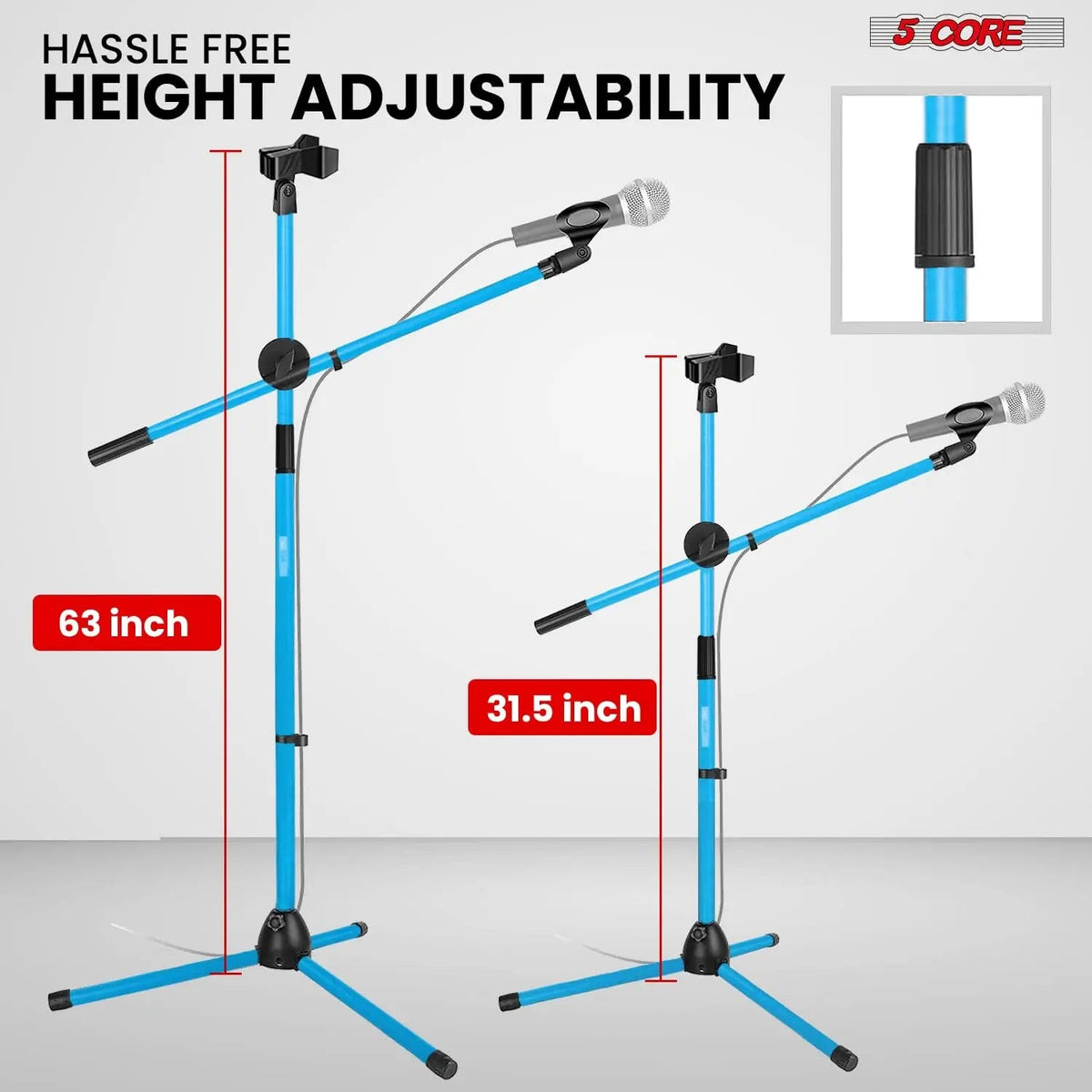 5 Core Mic Stand Floor Height 4Pcs Adjustable Tripod Microphone Stands w Extending Telescoping Boom Arm - HONORABLE VETERANS SOLUTIONS
