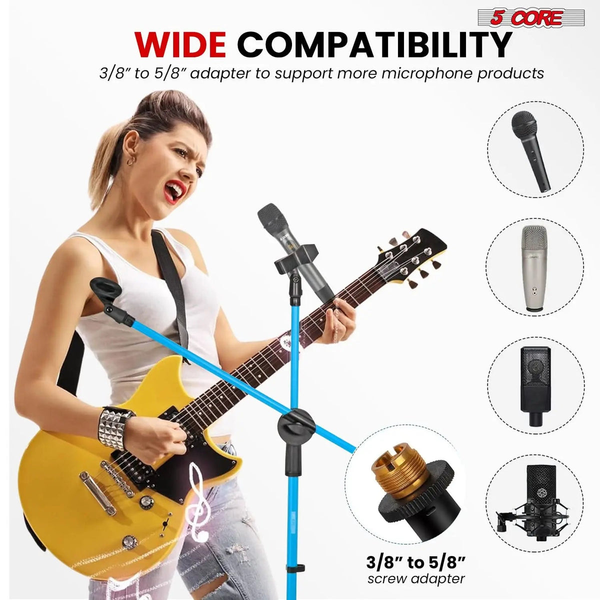 5 Core Mic Stand Floor Height 4Pcs Adjustable Tripod Microphone Stands w Extending Telescoping Boom Arm - HONORABLE VETERANS SOLUTIONS