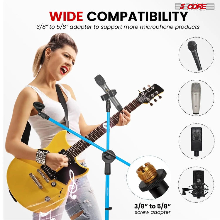 5 Core Mic Stand Floor Height 4Pcs Adjustable Tripod Microphone Stands w Extending Telescoping Boom Arm - HONORABLE VETERANS SOLUTIONS