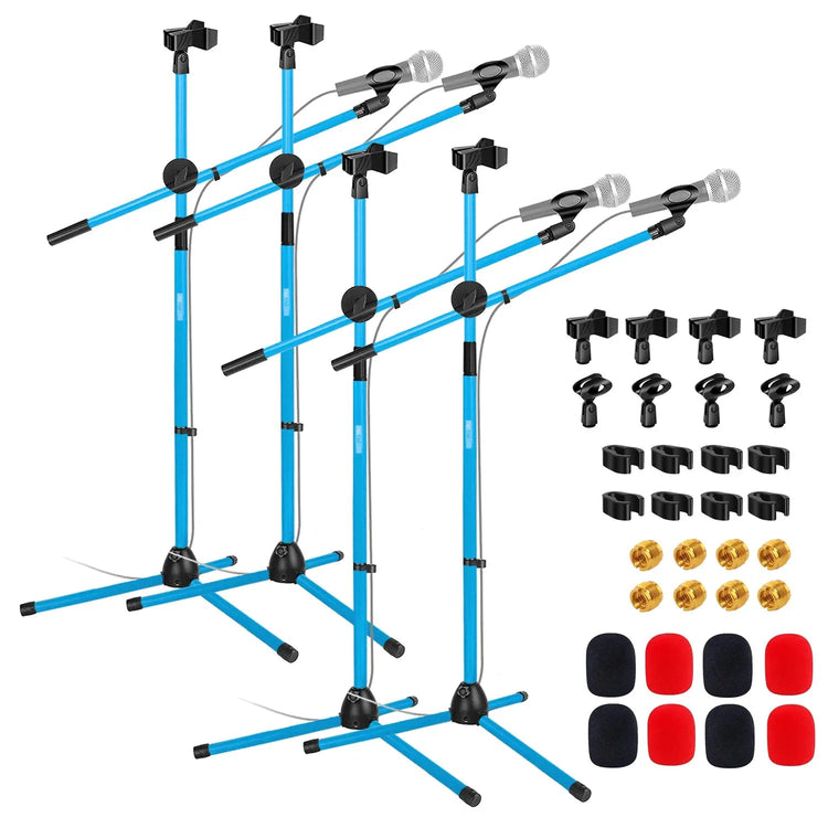 5 Core Mic Stand Floor Height 4Pcs Adjustable Tripod Microphone Stands w Extending Telescoping Boom Arm - HONORABLE VETERANS SOLUTIONS