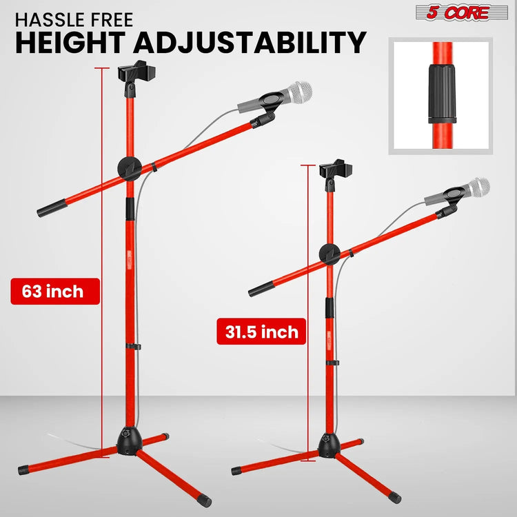 5 Core Mic Stand Floor Height Adjustable Tripod Microphone Stands w Extending Telescoping Boom Arm - HONORABLE VETERANS SOLUTIONS